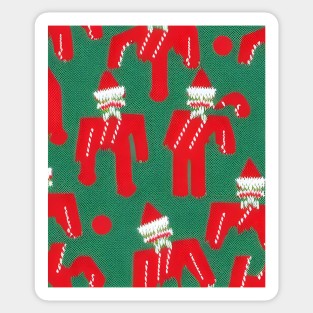 Futuristic Festive: Ugly Red Santa Claus Candy Cane Pattern Sticker